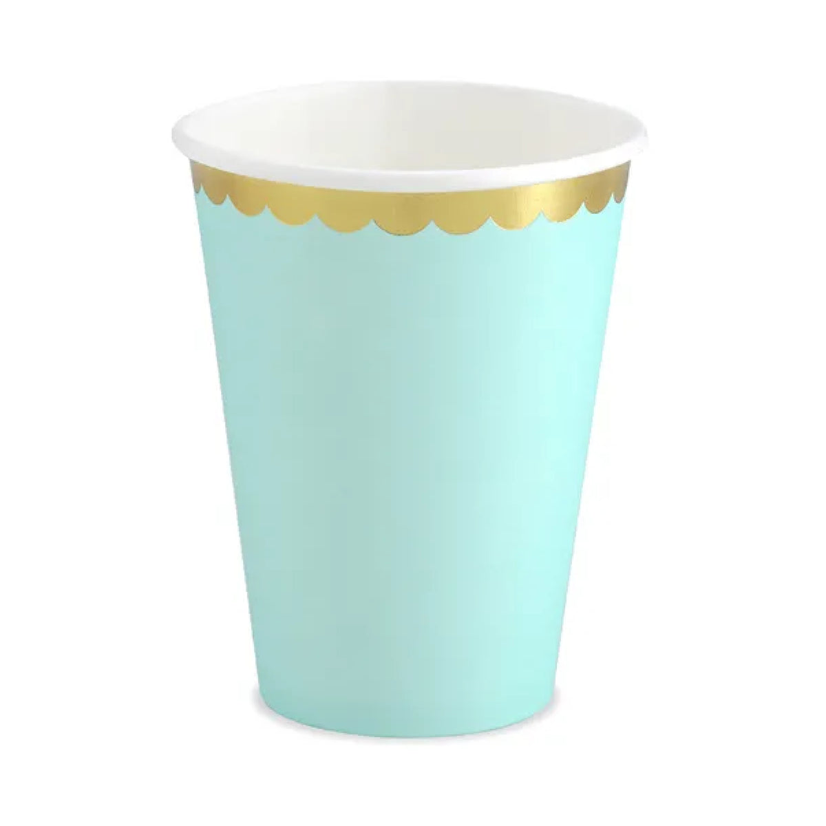 Mintgrønne Papkrus med Guldkant – 220 ml – 6 stk.