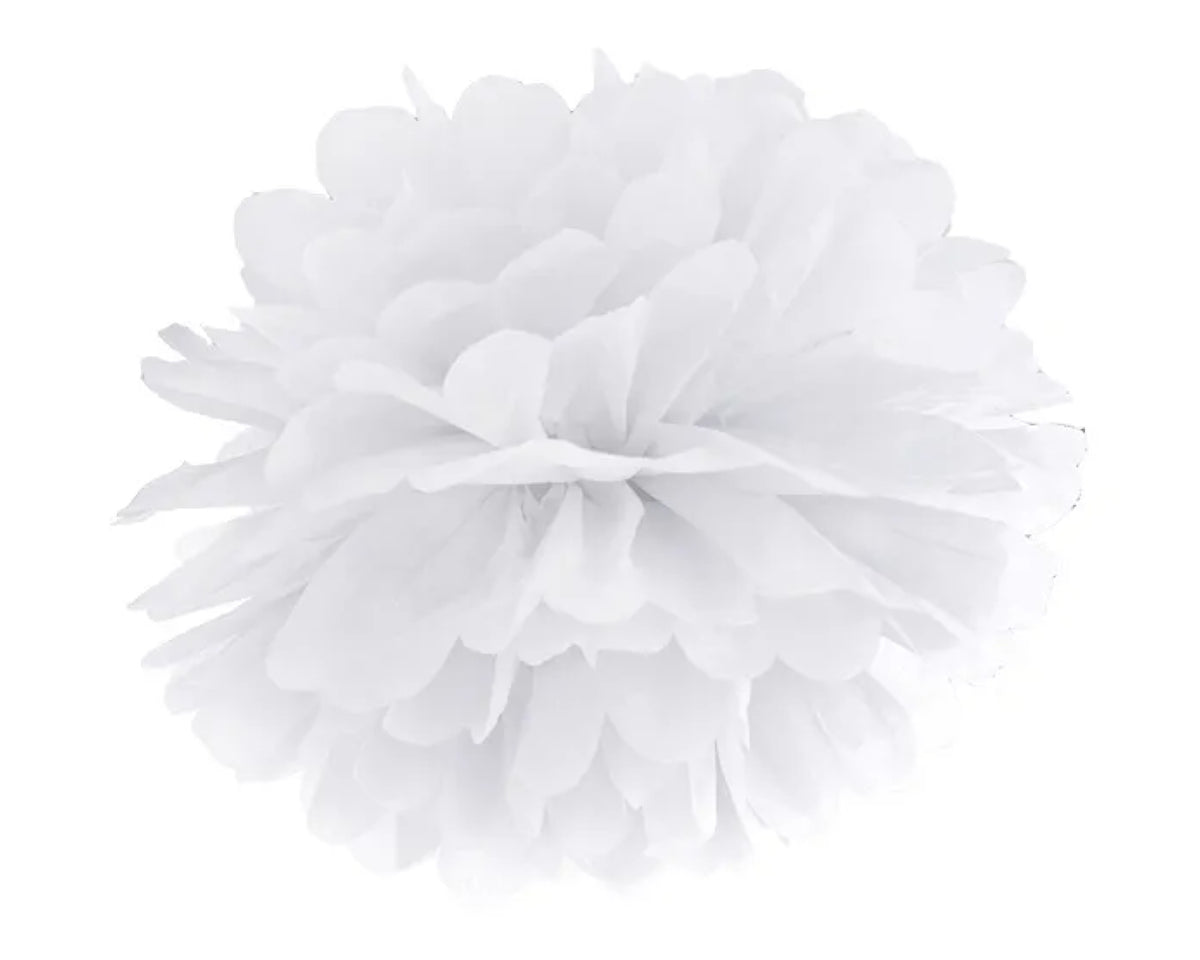 Pompom, hvid - 25 cm