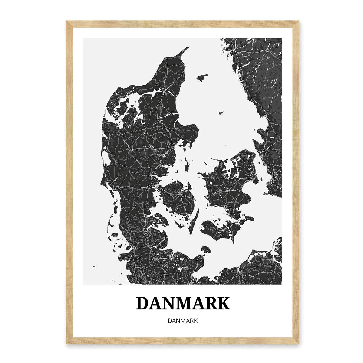 Danmark Bykort Plakat Sort Homedec dk danmark-bykort-plakat-sort-homedec-dk