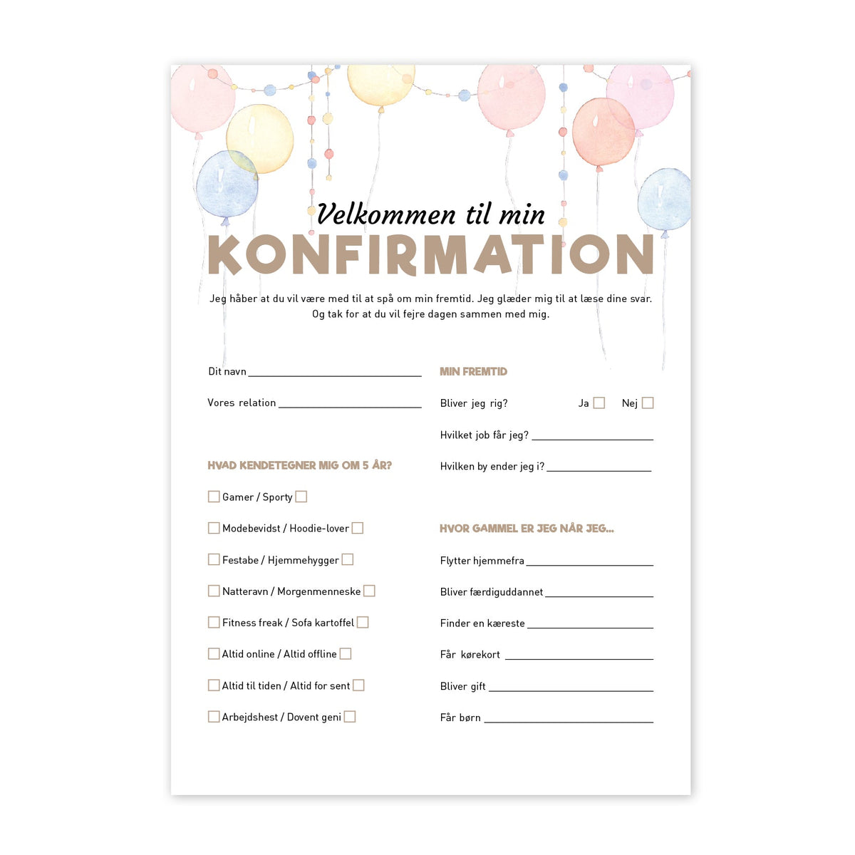 Fremtidsquiz til konfirmation
