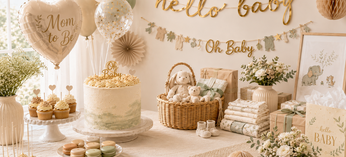 Babyshower: Den ultimative guide til pynt, lege, gaver og kage