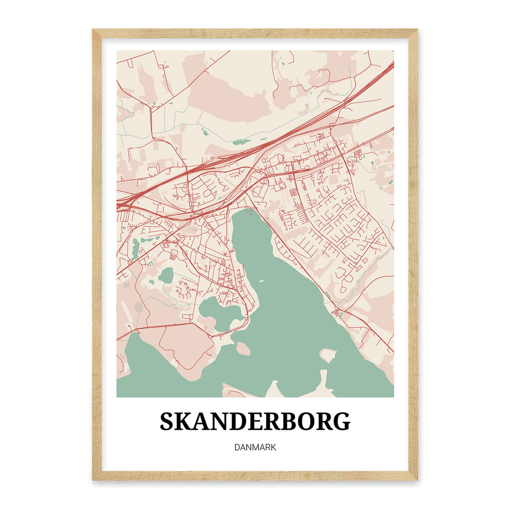 Litterær kunst ryste ligevægt Skanderborg bykort plakat – Homedec.dk