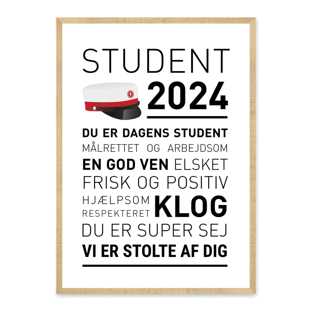 STX Gymnasie Rød Student 2024 - Plakat Gave – Homedec.dk