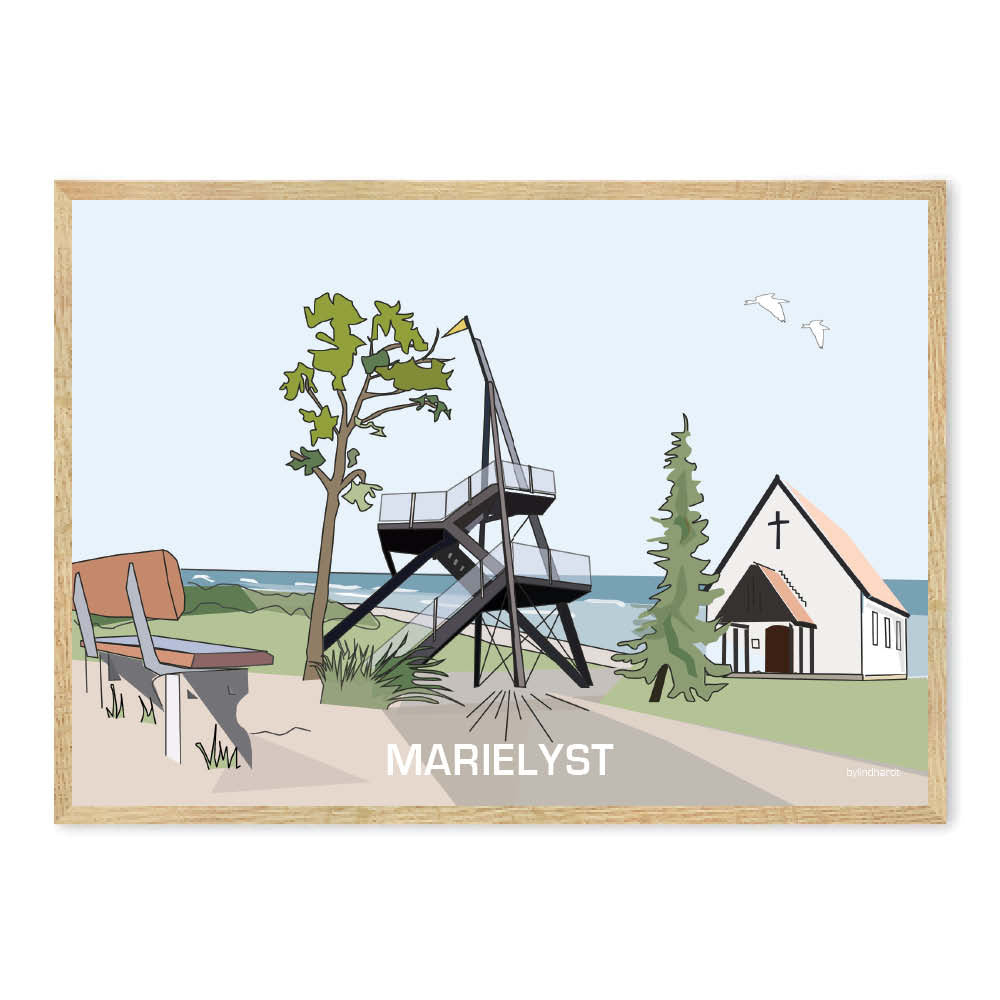 fætter Blå jord Marielyst plakat | Byplakat af By Lindhardt – Homedec.dk