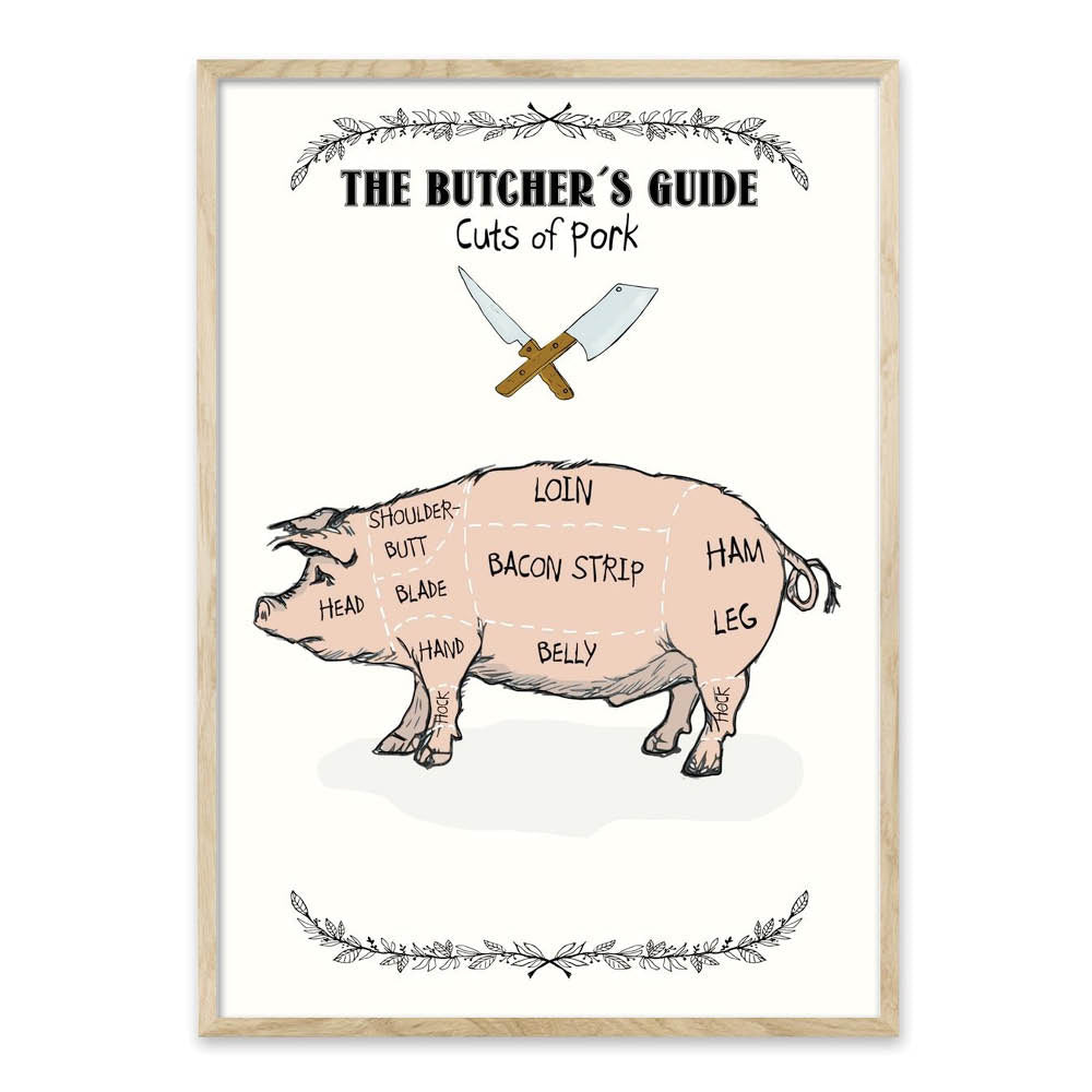 klimaks Melting lure The Butchers Guide - Håndtegnet plakat af Mouse & Pen – Homedec.dk