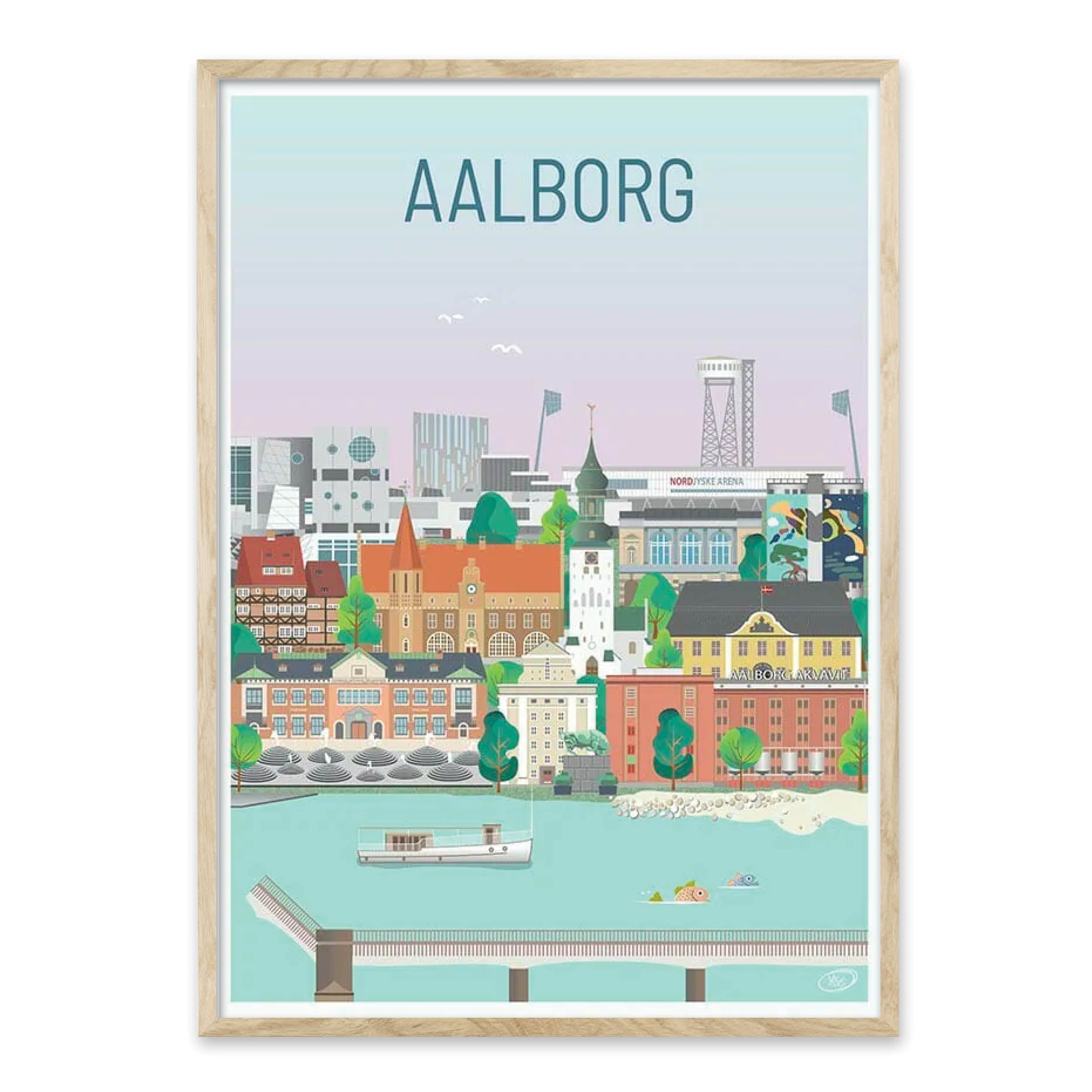 Horn ting Wings Aalborg byplakat - illustration af Vilakula – Homedec.dk