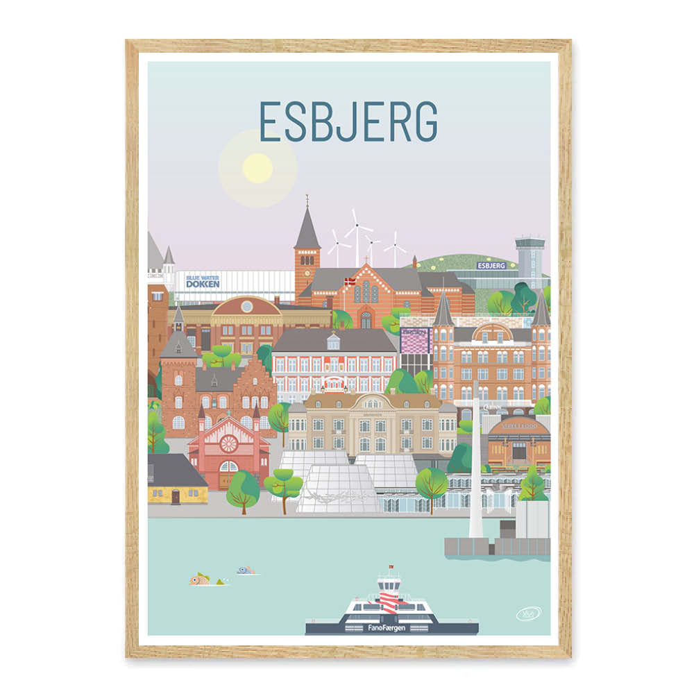 parkere slump Grape Esbjerg byplakat - illustration af Vilakula – Homedec.dk