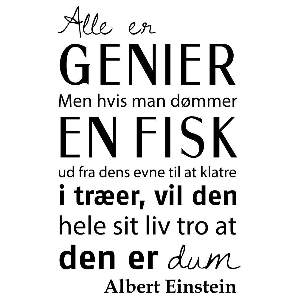 Alle er genier - Albert Einstein wallsticker – Homedec.dk