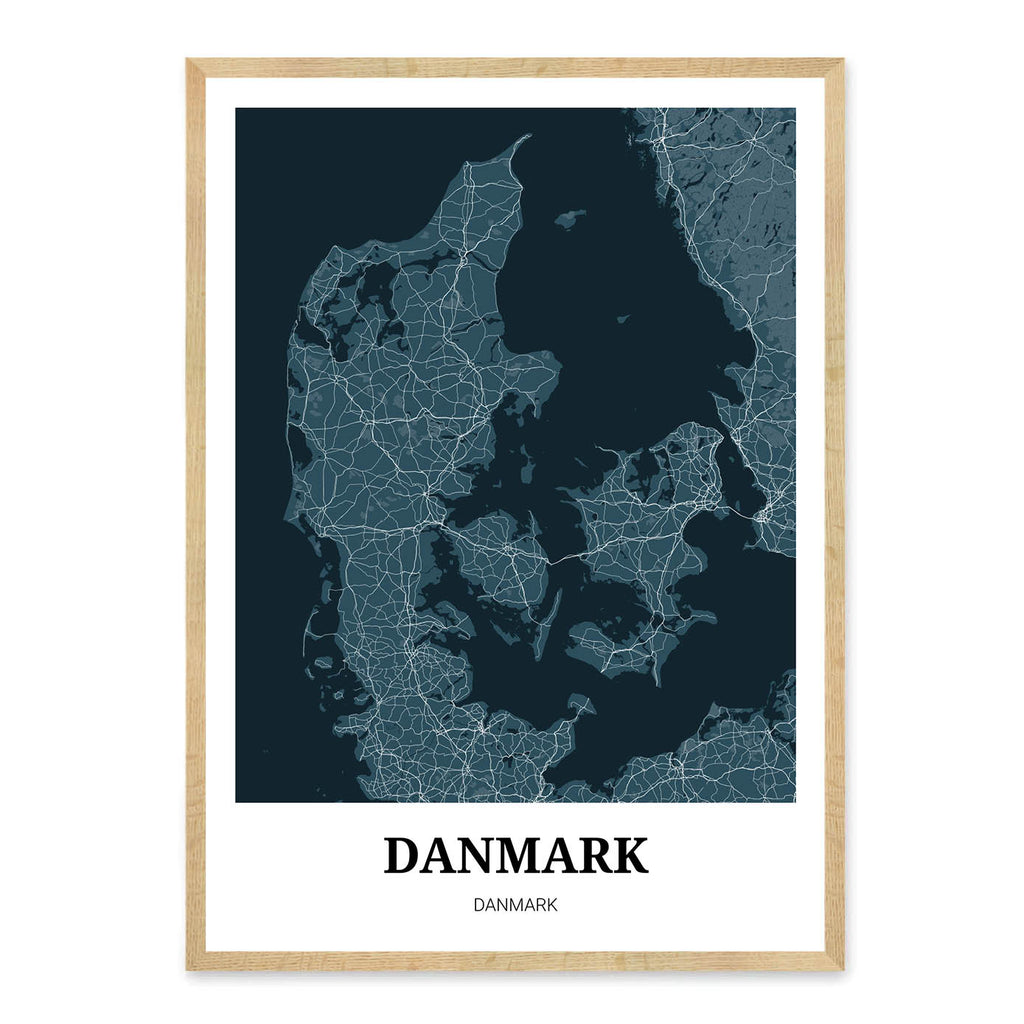 Danmark Bykort Plakat Bl Homedec dk danmark-bykort-plakat-bl-homedec-dk